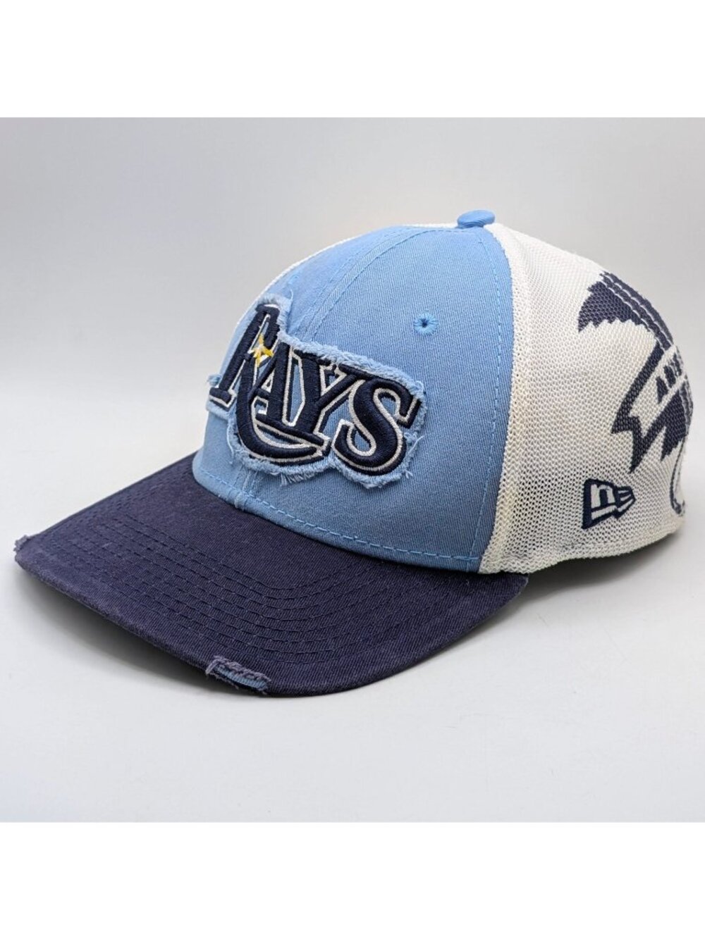 Tampa Bay Rays New Era MLB 39THIRTY Stretch Fit Cap M/L Blue White Distressed
